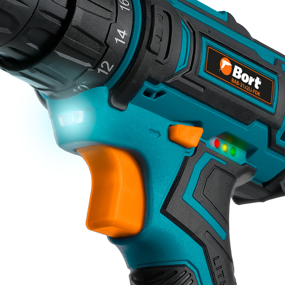 Дрель-шуруповерт аккумуляторная BORT BAB-21x2Li-FDK (2x1,5Ah)