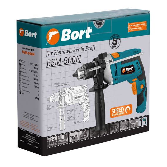 Дрель ударная BORT BSM-900N