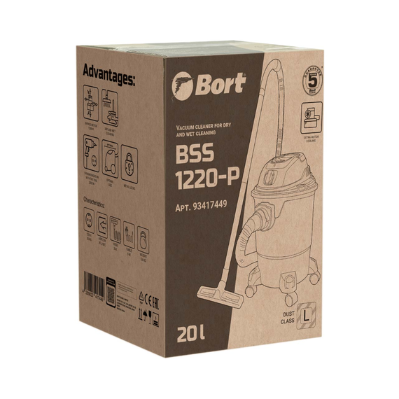 Пылесос для сухой и влажной уборки BORT BSS-1220-P