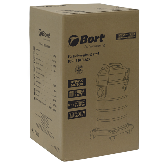 Пылесос для сухой и влажной уборки BORT BSS-1530 BLACK