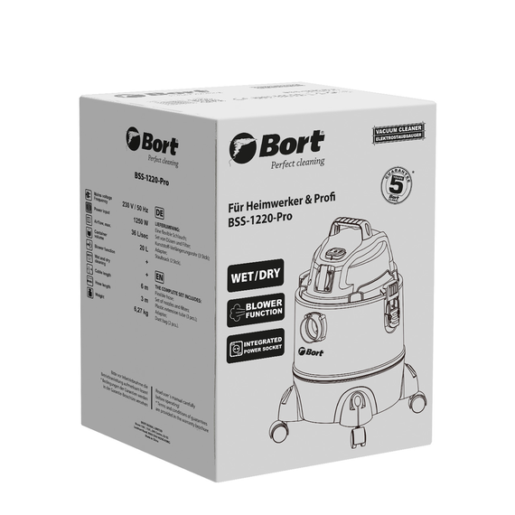 Пылесос для сухой и влажной уборки BORT BSS-1220-Pro