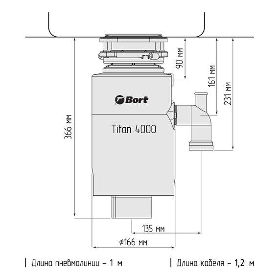 Измельчитель пищевых отходов BORT TITAN 4000