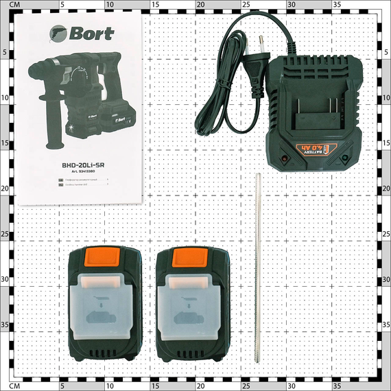 Перфоратор аккумуляторный BORT BHD-20Li-SR (2x4,0Ач+ЗУ)