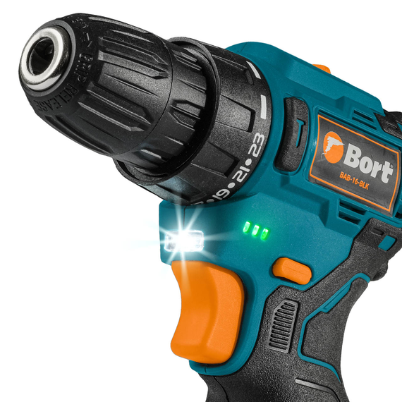 Дрель-шуруповерт аккумуляторная BORT BAB-16-BLK (2x2Ah+ЗУ)