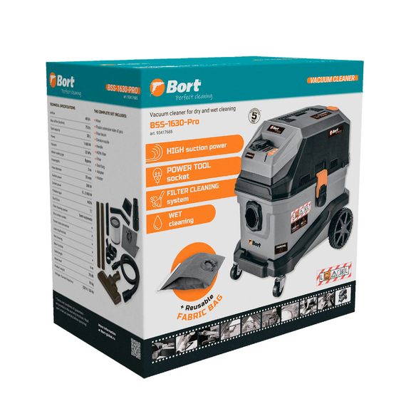 Пылесос для сухой и влажной уборки BORT BSS-1630-Pro