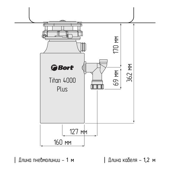 Измельчитель пищевых отходов BORT TITAN 4000 Plus