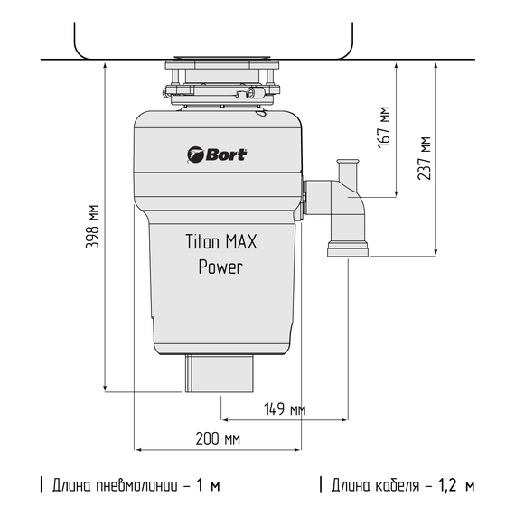 Измельчитель пищевых отходов BORT TITAN MAX Power