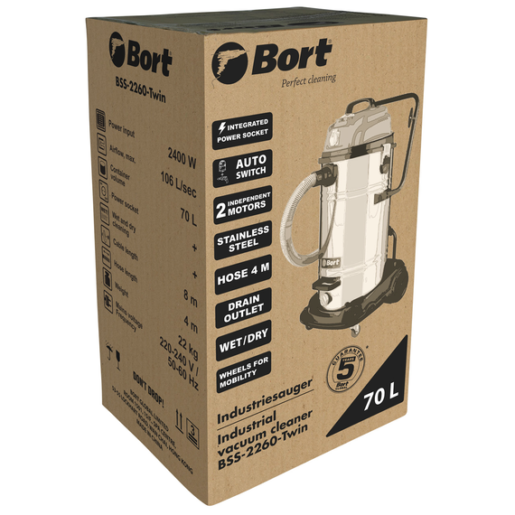Пылесос для сухой и влажной уборки BORT BSS-2260-Twin