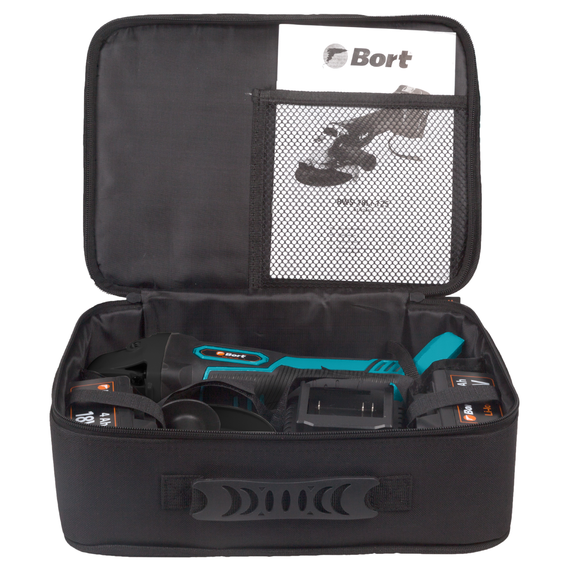 Машина шлифовальная угловая аккумуляторная BORT BWS-18Li-125 (2*4Ач+ЗУ)