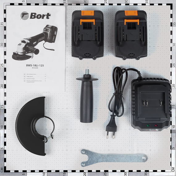 Машина шлифовальная угловая аккумуляторная BORT BWS-18Li-125 (2*4Ач+ЗУ)